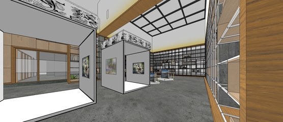 大型美術館展廳的美術設計與空間模型構建